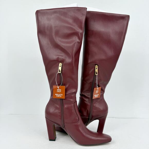 Franco Sarto Womens Bowman Knee High Boots US 7.5 M Wide Calf Red NIB - Picture 4 of 11